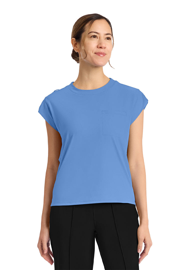 Achieve by Cherokee Women's Raglan Cap-Sleeve 1-Pocket Crew Neck Scrub Top