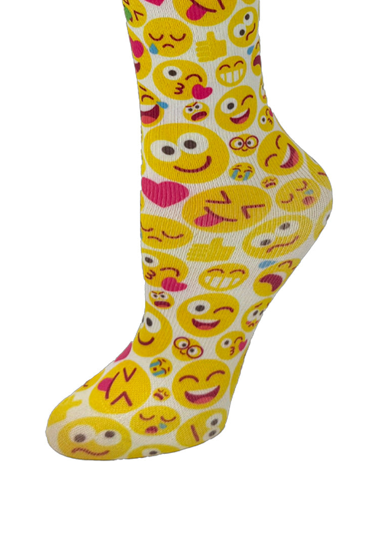 Cutieful Emojis Print Sheer Knee High Compression Socks 8-15 mmHg