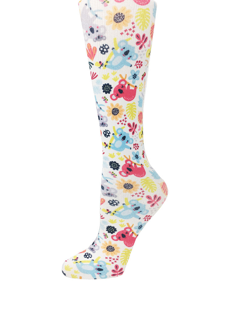 Cutieful Kuddly Koalas Print Sheer Knee High Compression Socks 8-15 mmHg