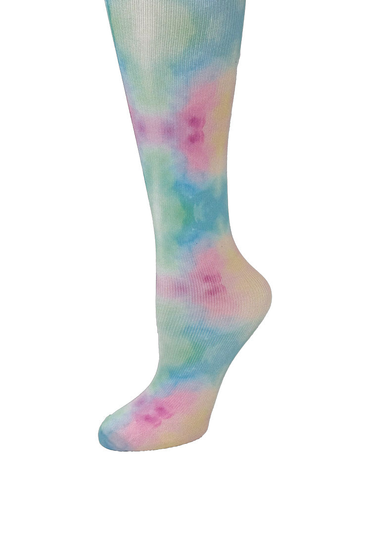 Cutieful Pastel Swirl Print Sheer Knee High Compression Socks 8-15 mmHg