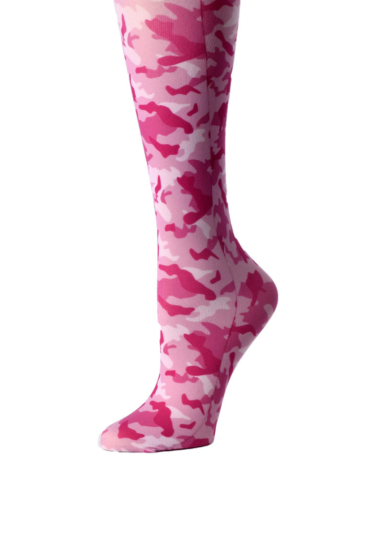 Cutieful Pink Camo Print Sheer Knee High Compression Socks 8-15 mmHg