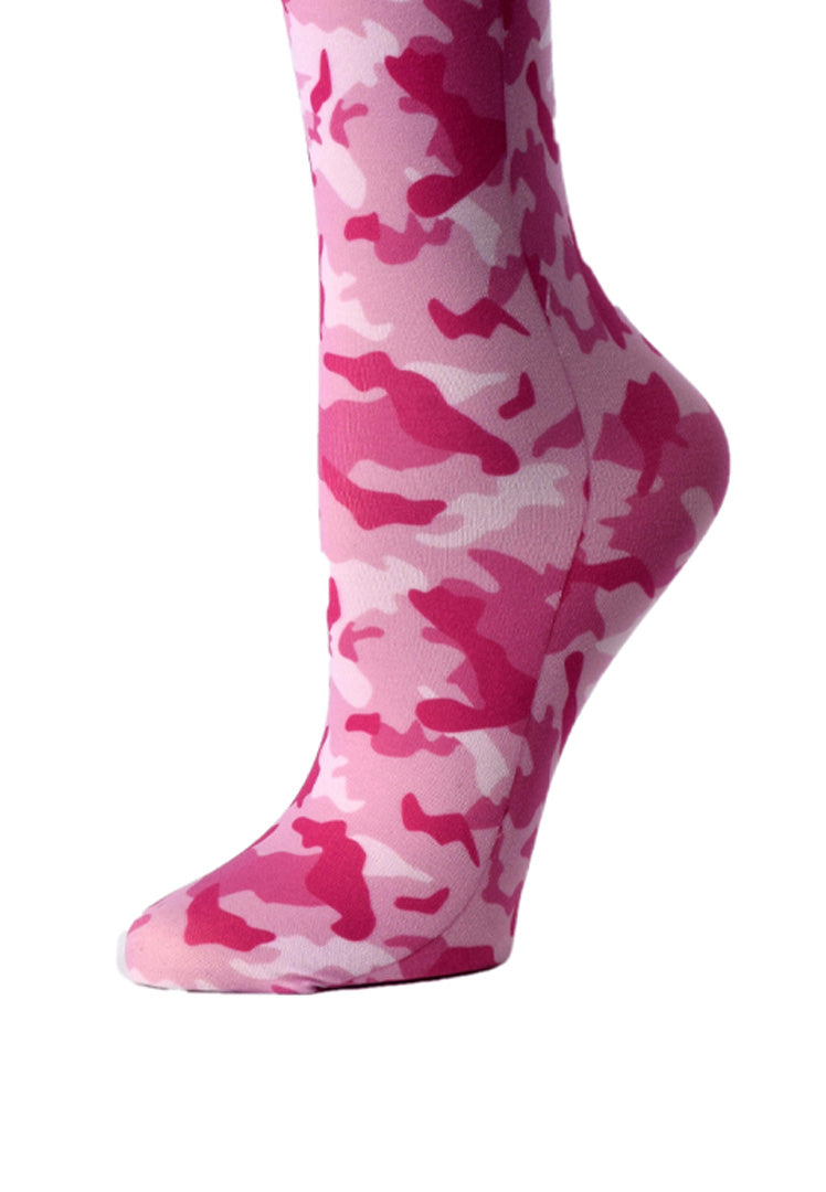 Cutieful Pink Camo Print Sheer Knee High Compression Socks 8-15 mmHg