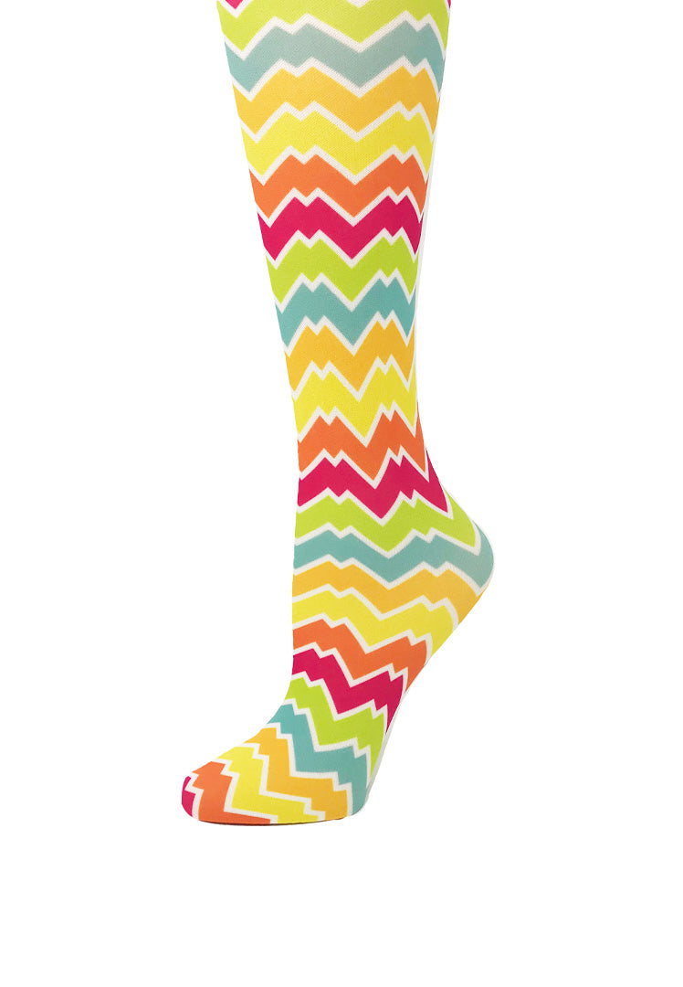 Cutieful Rainbow Chevron Print Sheer Knee High Compression Socks 8-15 mmHg