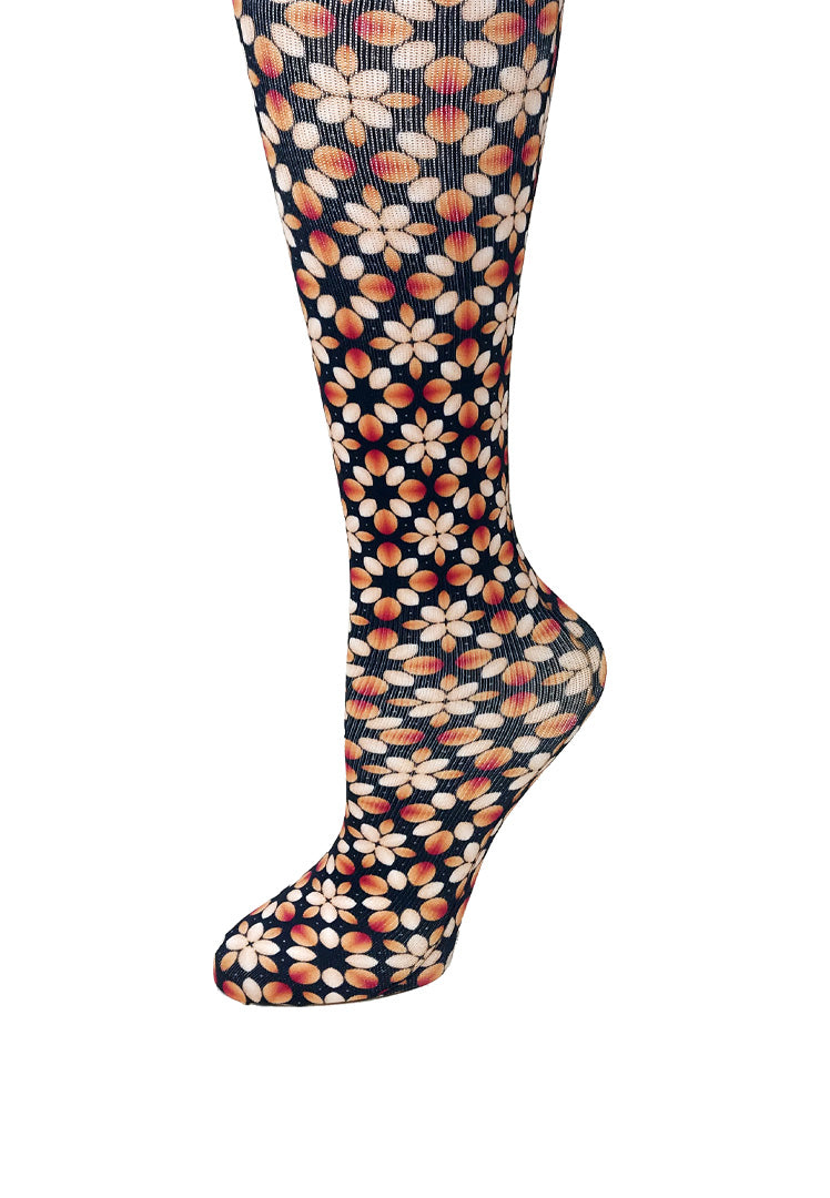 Cutieful Starburst Print Sheer Knee High Compression Socks 8-15 mmHg