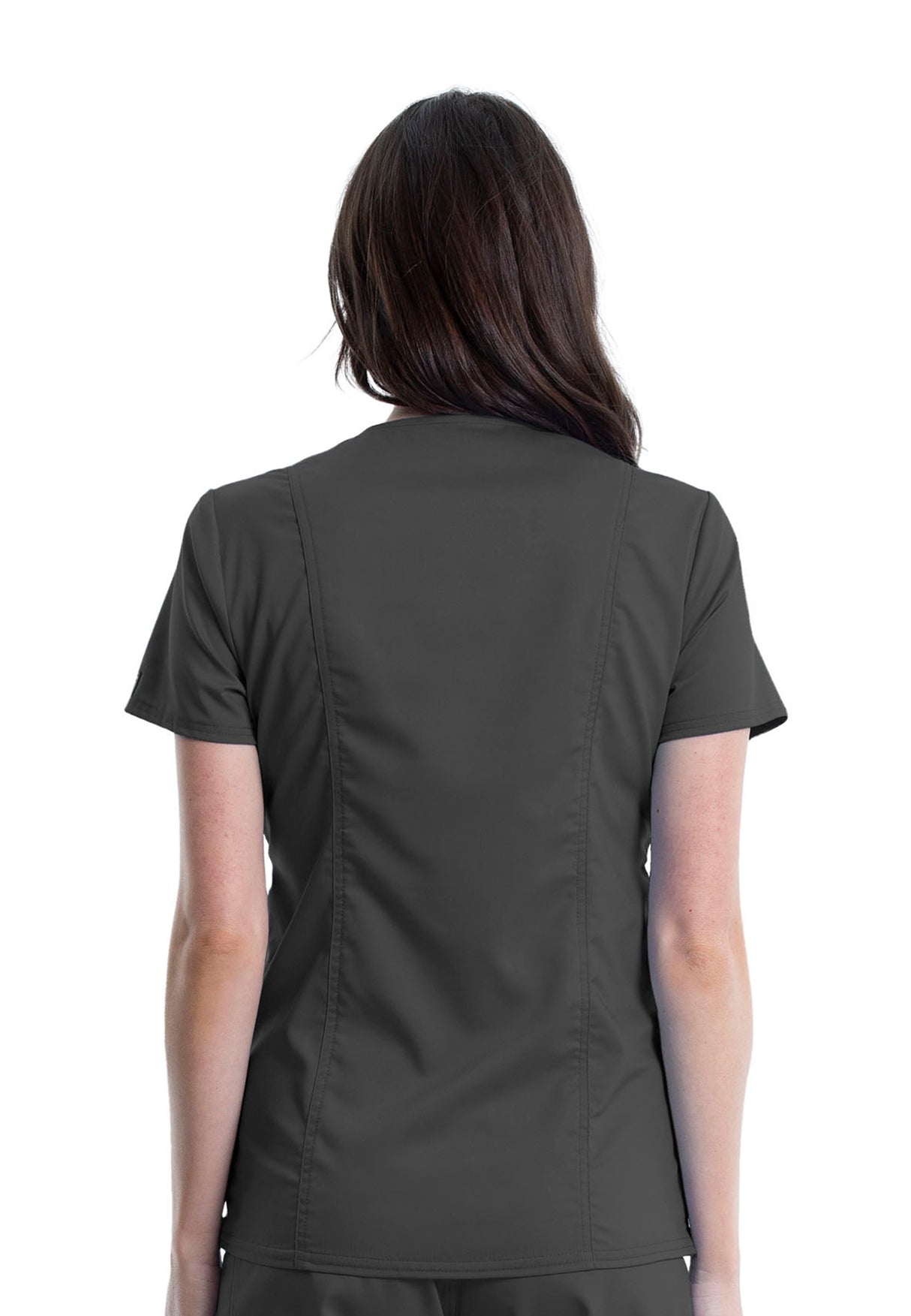 Cherokee Workwear Revolution Women's 2-Pocket Maternity Mock Wrap Top