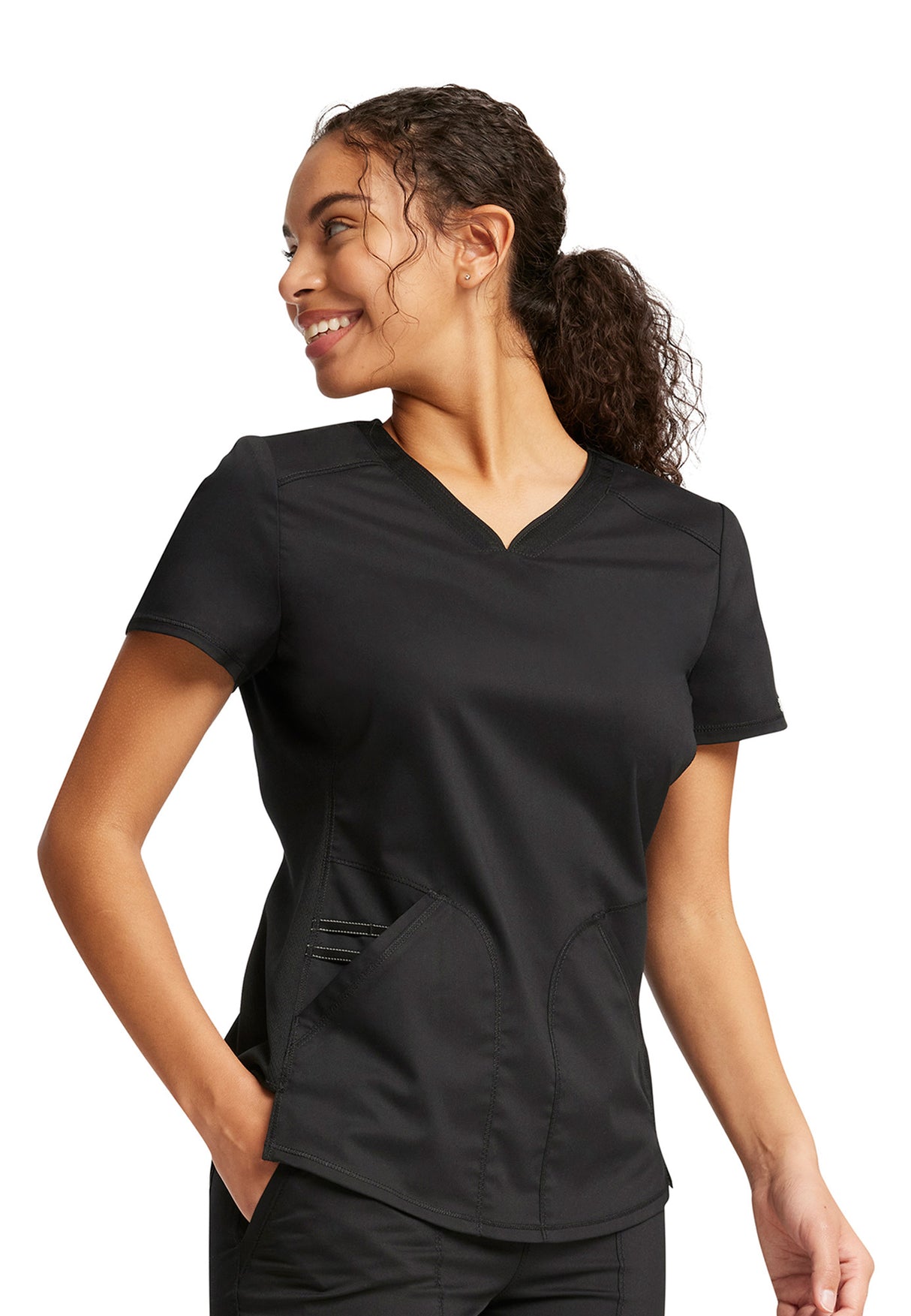 Cherokee Workwear Women's 2-Pocket V-Neck Top