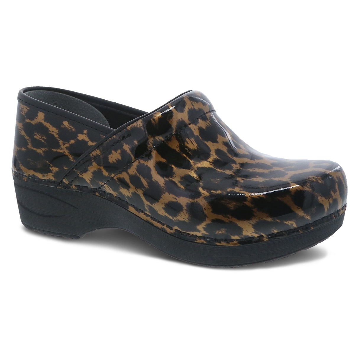 Dansko XP 2.0 Women's Brown Leopard Patent Stapled Clog
