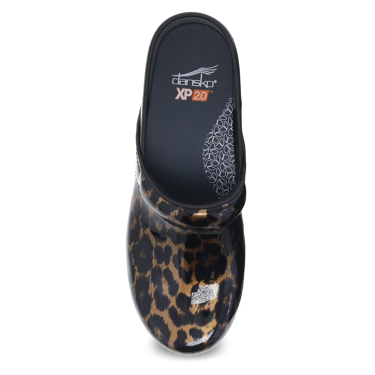 Dansko XP 2.0 Women's Brown Leopard Patent Stapled Clog