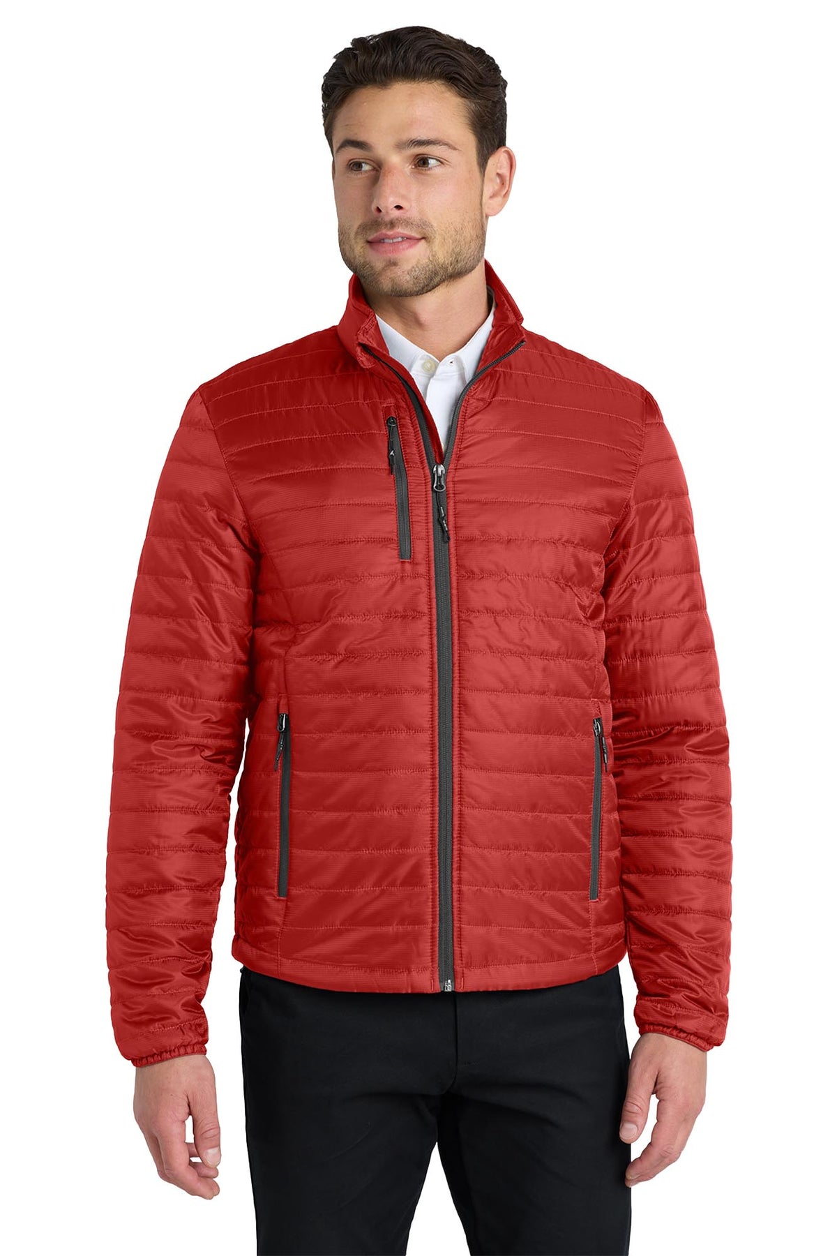 Port Authority® Packable Puffy Jacket - Fire Red/Graphite
