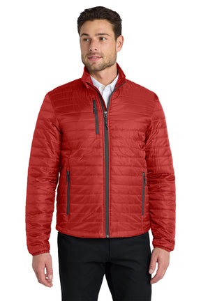 Port Authority® Packable Puffy Jacket - Fire Red/Graphite