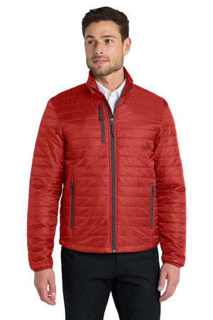 Port Authority® Packable Puffy Jacket - Fire Red/Graphite