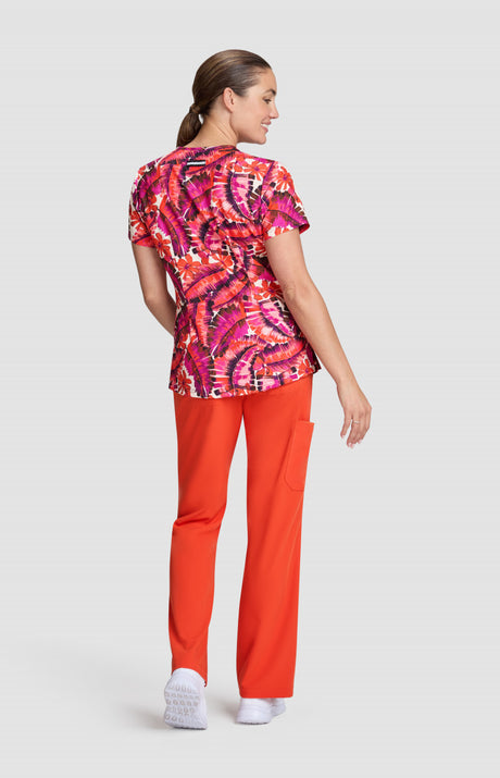 koi™ Next Gen Women's Early Energy 2-Pocket Scrub Print Top - Tropical Dreams