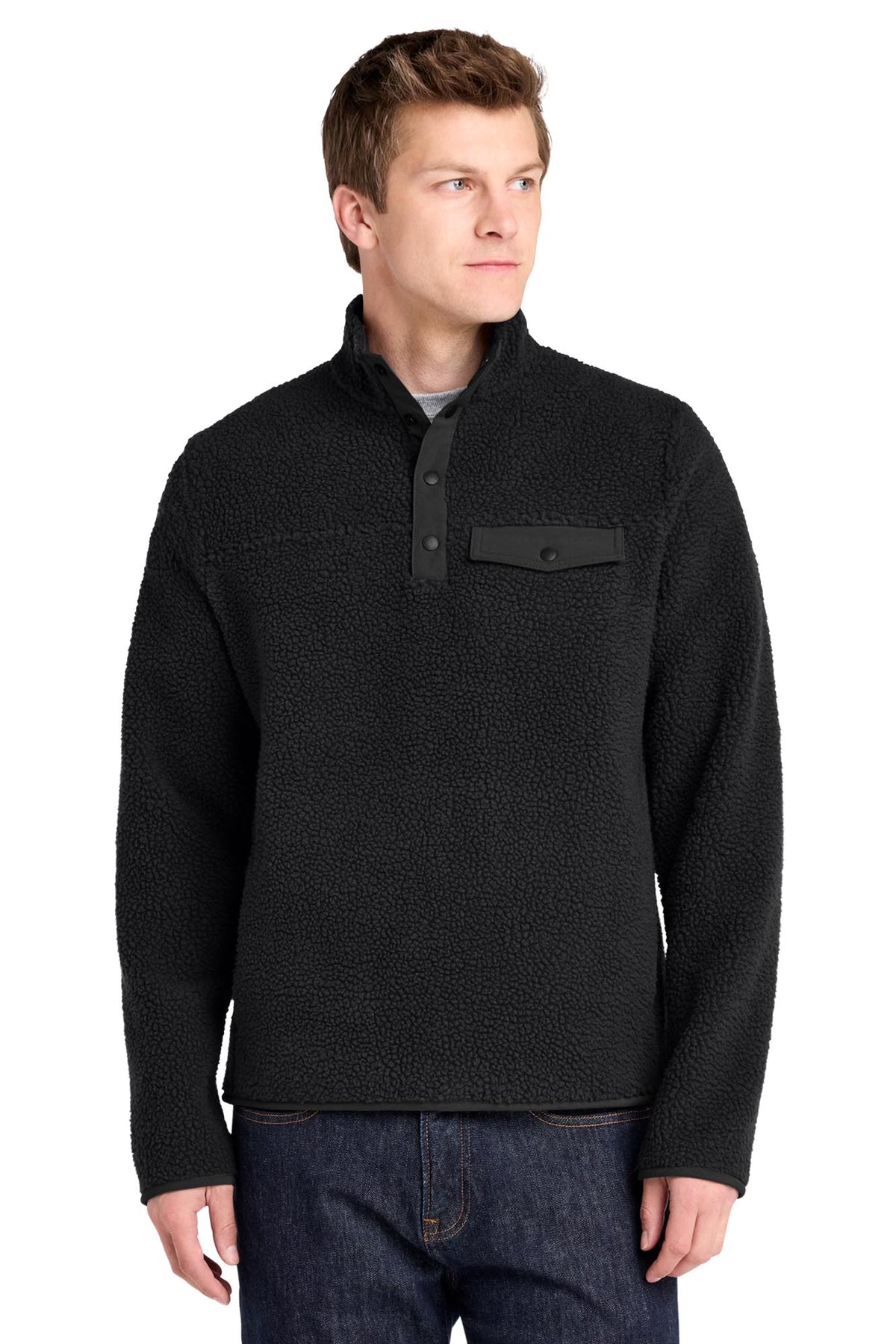 Port Authority® Camp Fleece Snap Pullover - Deep Black