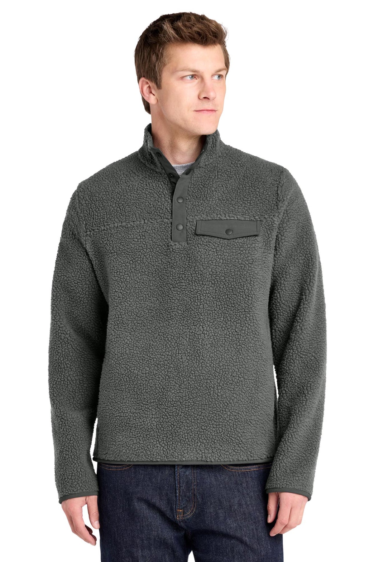 Port Authority® Camp Fleece Snap Pullover - Grey Steel