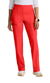 Grey's Anatomy Knit Stretch Momentum Women's 6-Pocket Straight Leg Pant - Limited Edition Radiant Coral