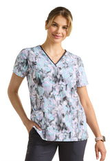 Healing Hands Purple Label Women's 3-Pocket Amanda Print Top