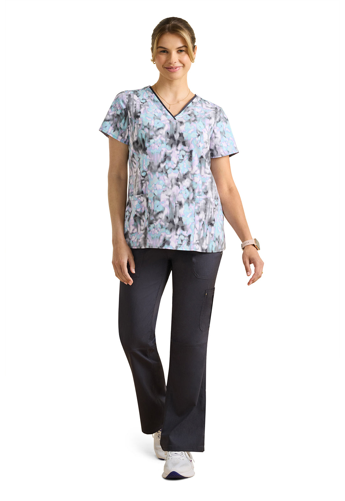 Healing Hands Purple Label Women's 3-Pocket Amanda Print Top