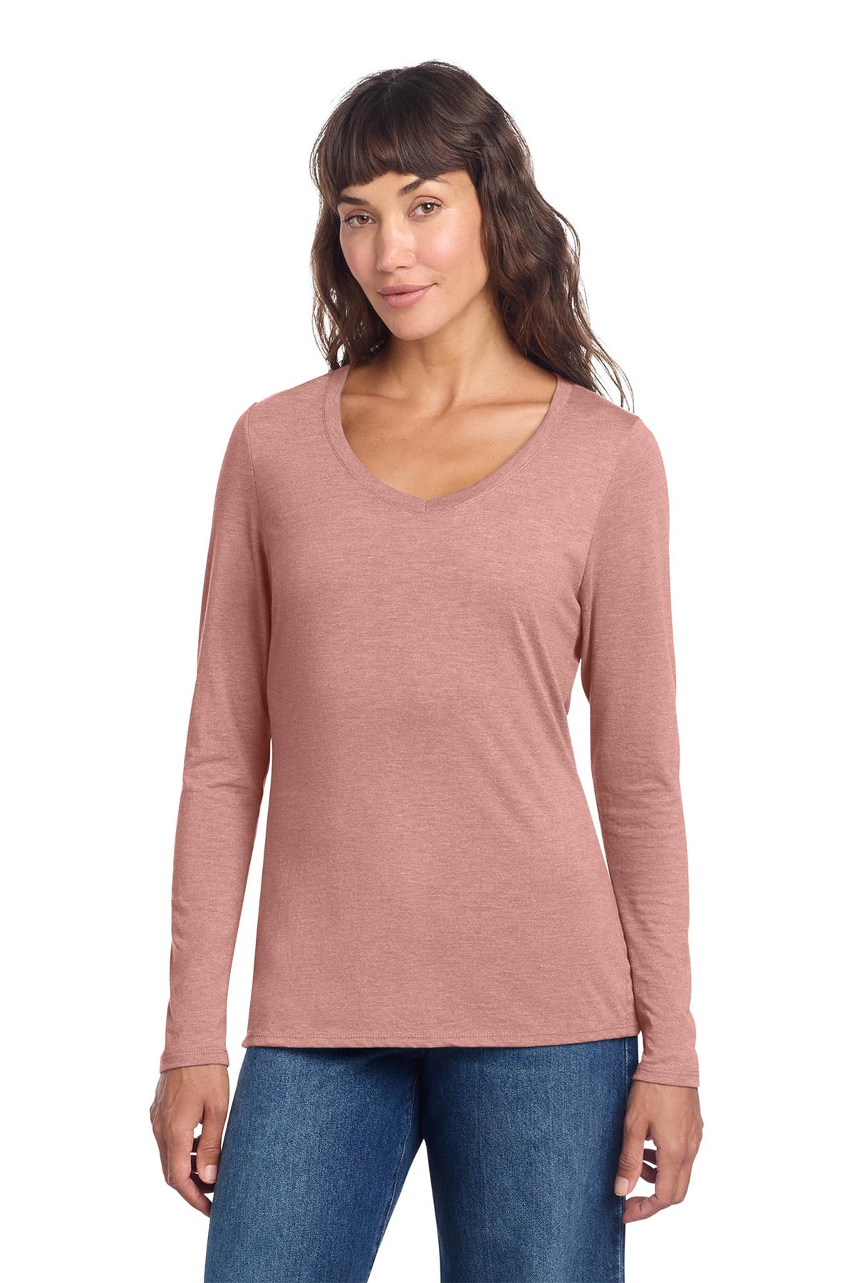 District® Women’s Perfect Tri® Long Sleeve V-Neck Tee - Blush Frost