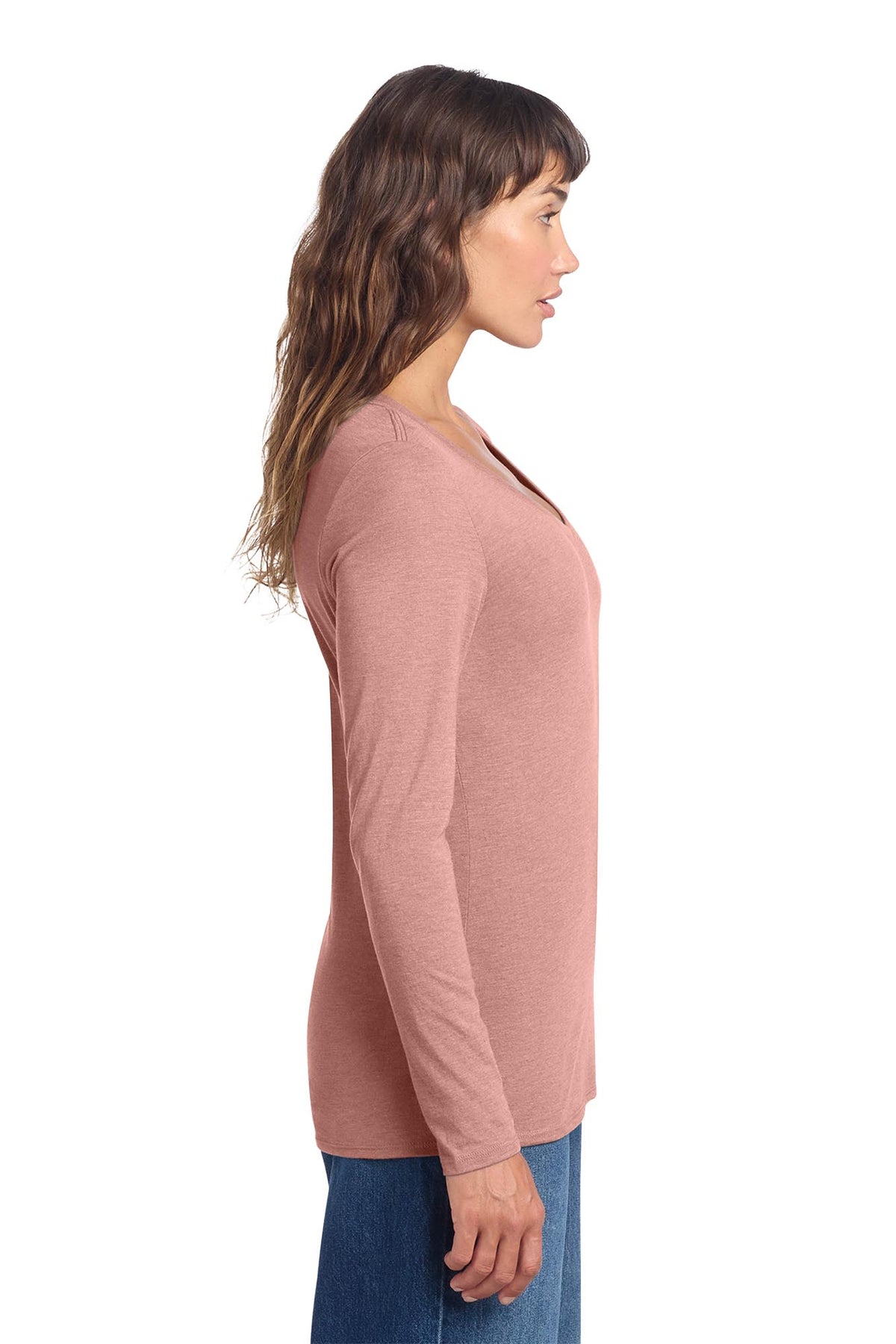 District® Women’s Perfect Tri® Long Sleeve V-Neck Tee - Blush Frost