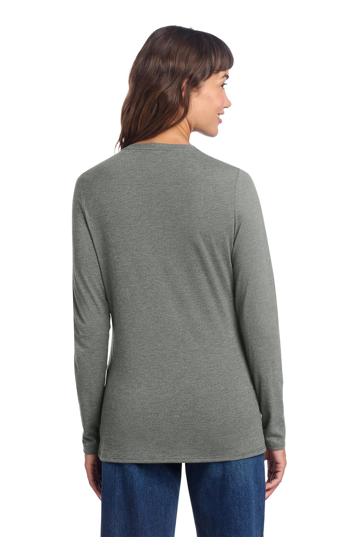 District® Women’s Perfect Tri® Long Sleeve V-Neck Tee - Heathered Charcoal
