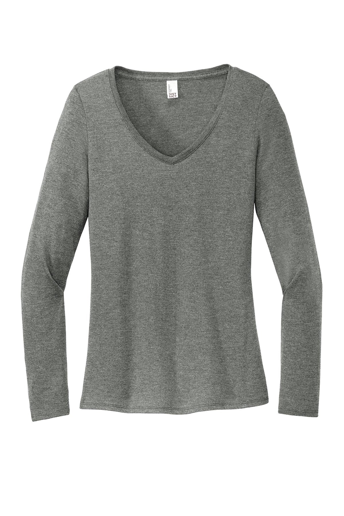 District® Women’s Perfect Tri® Long Sleeve V-Neck Tee - Heathered Charcoal