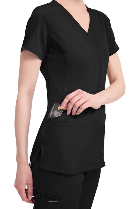 Healing Hands HH Works Monica Women's 4-Pocket Stretch V-Neck Scrub Top