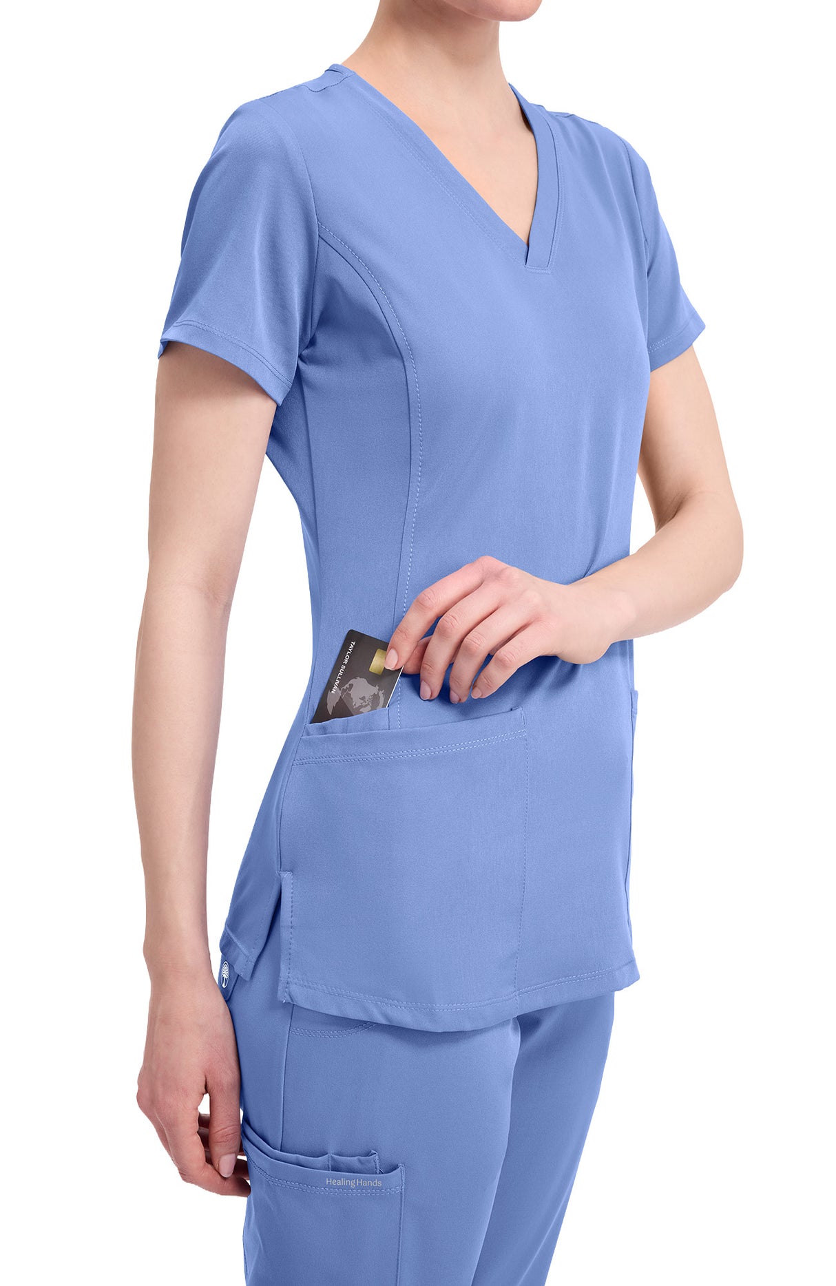 Healing Hands HH Works Monica Women's 4-Pocket Stretch V-Neck Scrub Top