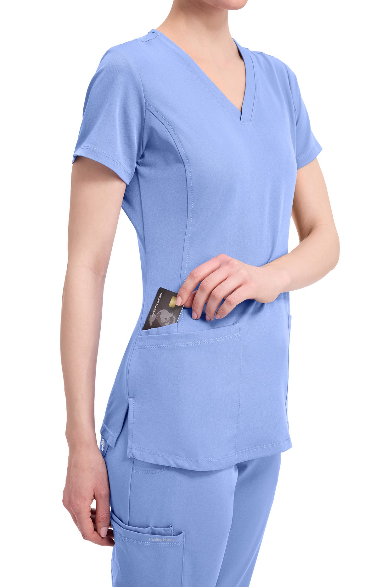 Healing Hands HH Works Monica Women's 4-Pocket Stretch V-Neck Scrub Top