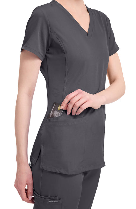Healing Hands HH Works Monica Women's 4-Pocket Stretch V-Neck Scrub Top