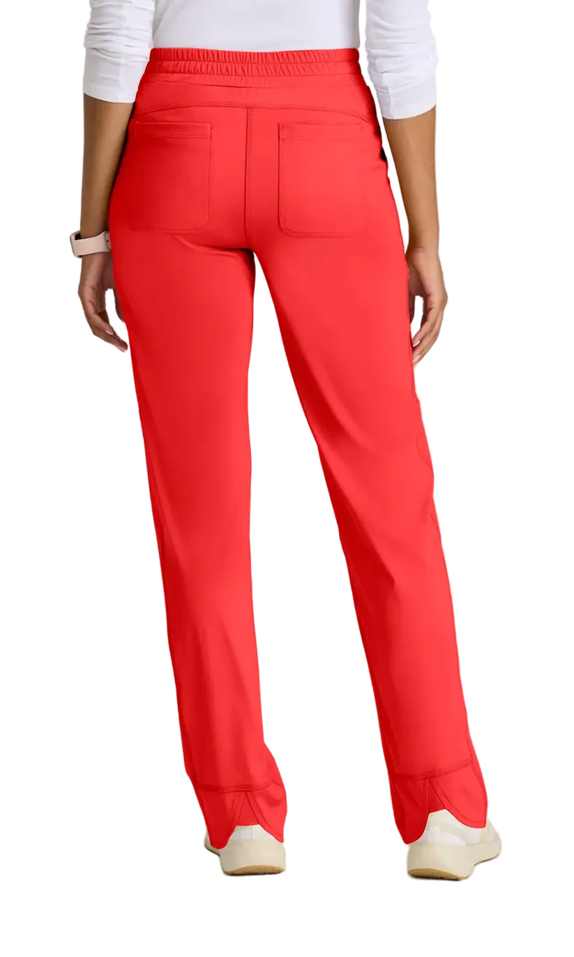 Grey's Anatomy Knit Stretch Momentum Women's 6-Pocket Straight Leg Pant - Limited Edition Radiant Coral