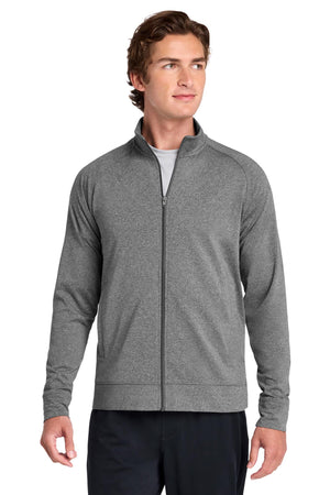 Sport-Tek® Men's Sport-Wick® Stretch Full-Zip Cadet Jacket - Charcoal Grey Heather