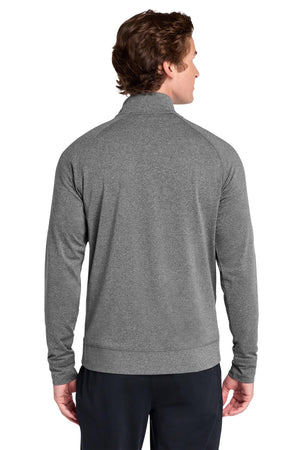Sport-Tek® Men's Sport-Wick® Stretch Full-Zip Cadet Jacket - Charcoal Grey Heather