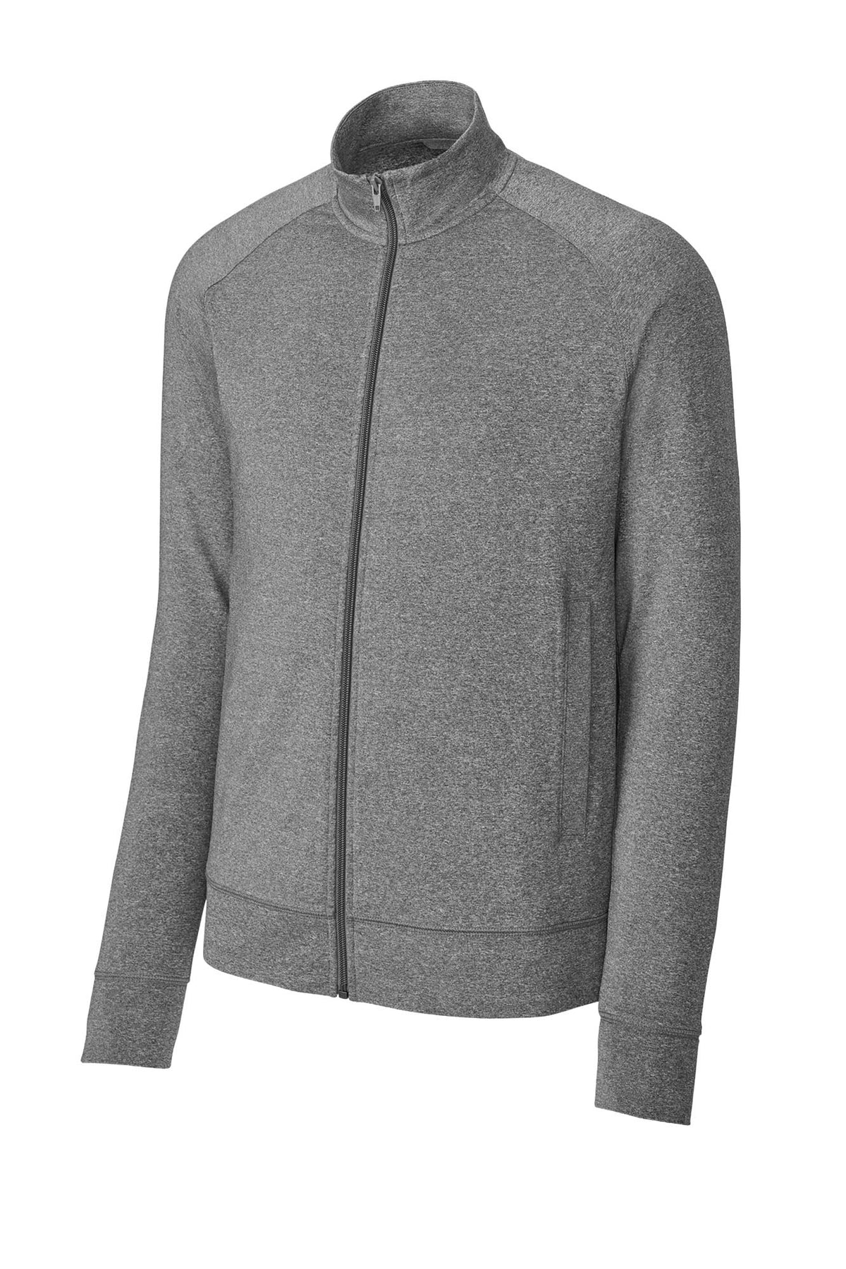 Sport-Tek® Men's Sport-Wick® Stretch Full-Zip Cadet Jacket - Charcoal Grey Heather