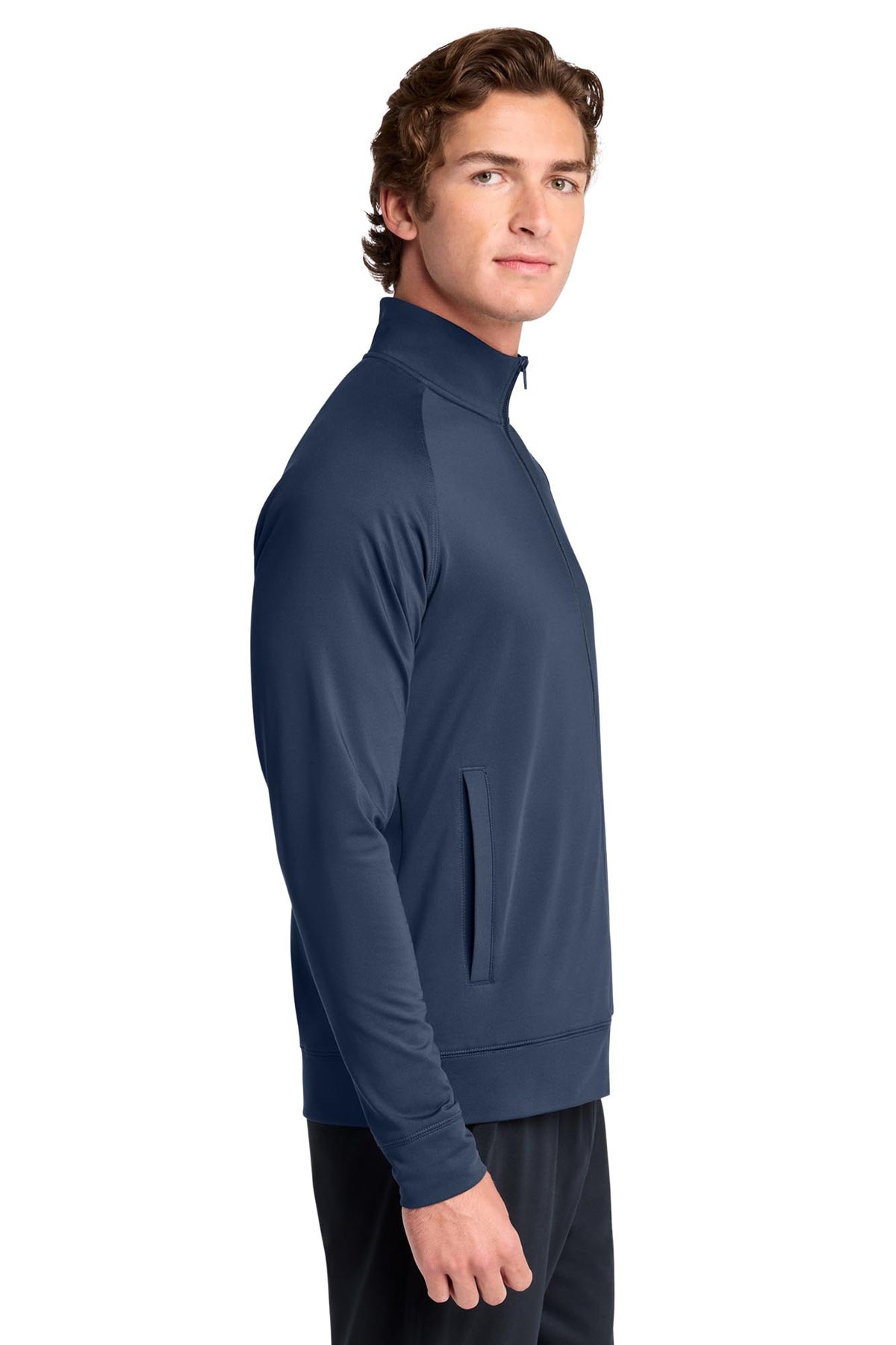 Sport-Tek® Men's Sport-Wick® Stretch Full-Zip Cadet Jacket - True Navy