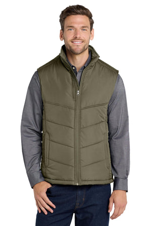Port Authority® Puffy Vest - Olive/Cayenne