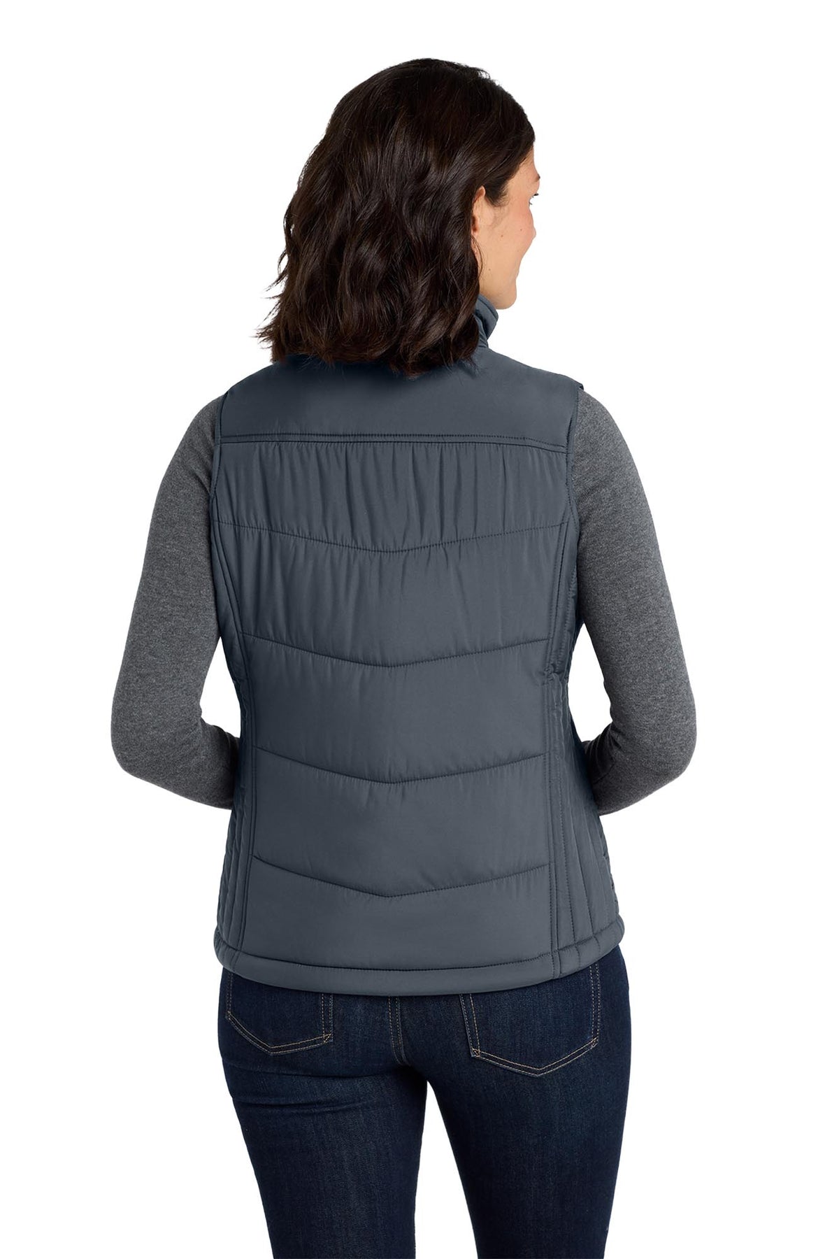 Port Authority® Women's Puffy Vest - Dark Slate/Black