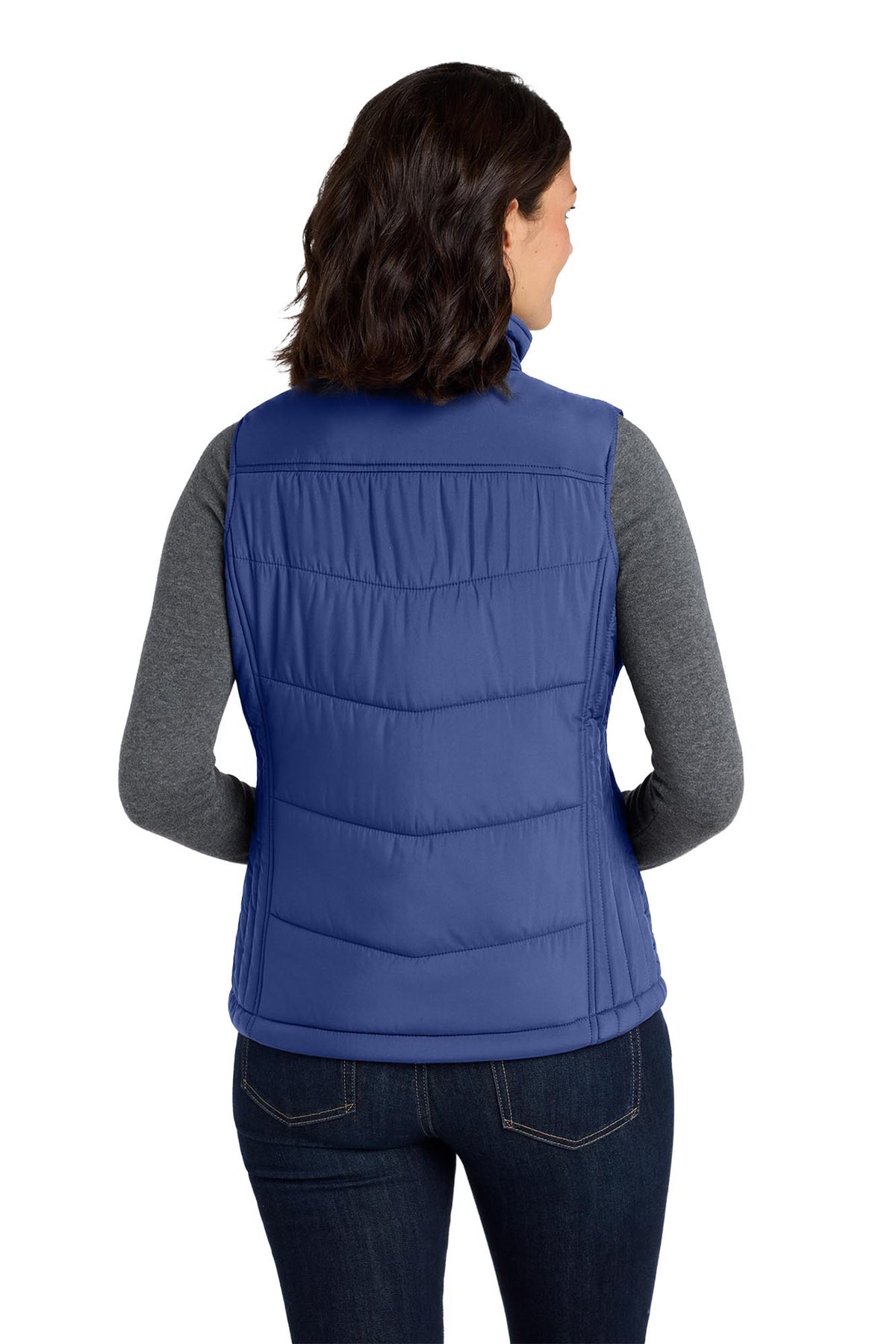 Port Authority® Women's Puffy Vest - Mediterranean Blue/Black