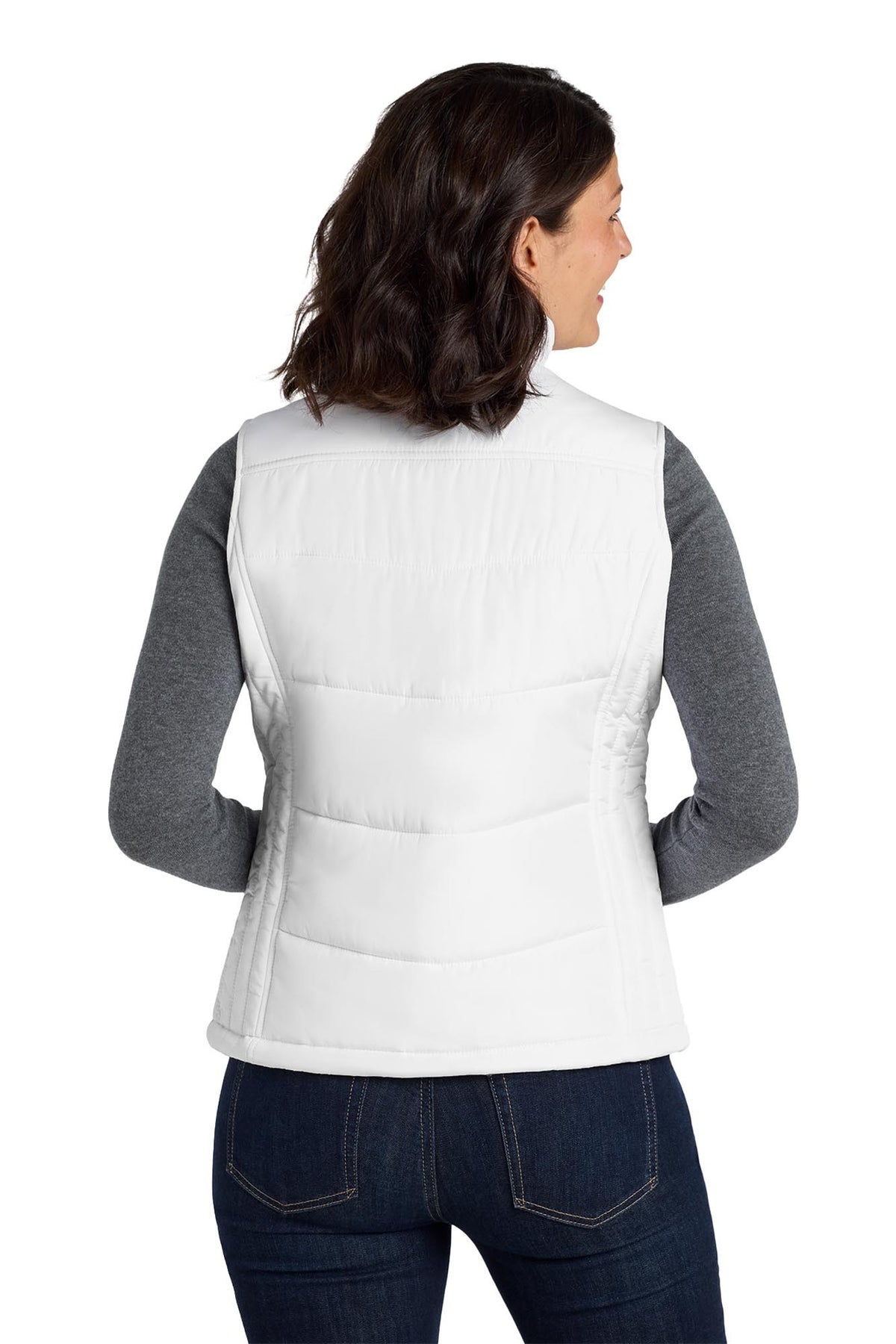 Port Authority® Women's Puffy Vest - White/Dark Slate