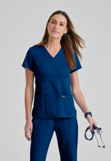 Grey's Anatomy™ Women's Riley 3-Pocket Mock Wrap V-Neck Scrub Top