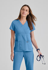 Grey's Anatomy™ Women's Riley 3-Pocket Mock Wrap V-Neck Scrub Top