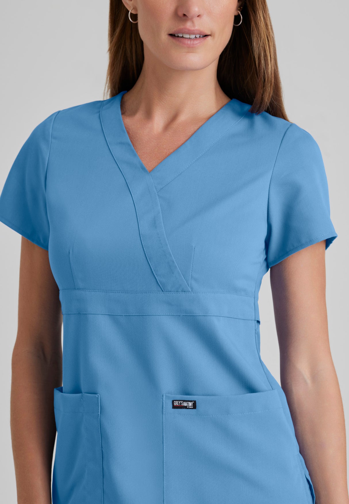 Grey's Anatomy™ Women's Riley 3-Pocket Mock Wrap V-Neck Scrub Top