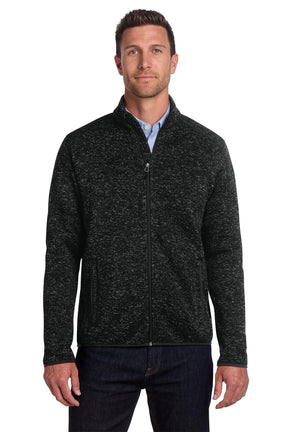 Port Authority® Sweater Fleece Jacket - Black Heather