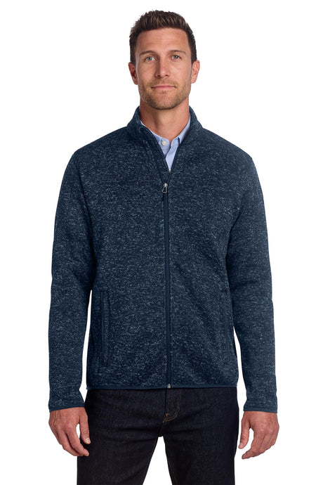 Port Authority® Sweater Fleece Jacket - River Blue Navy Heather