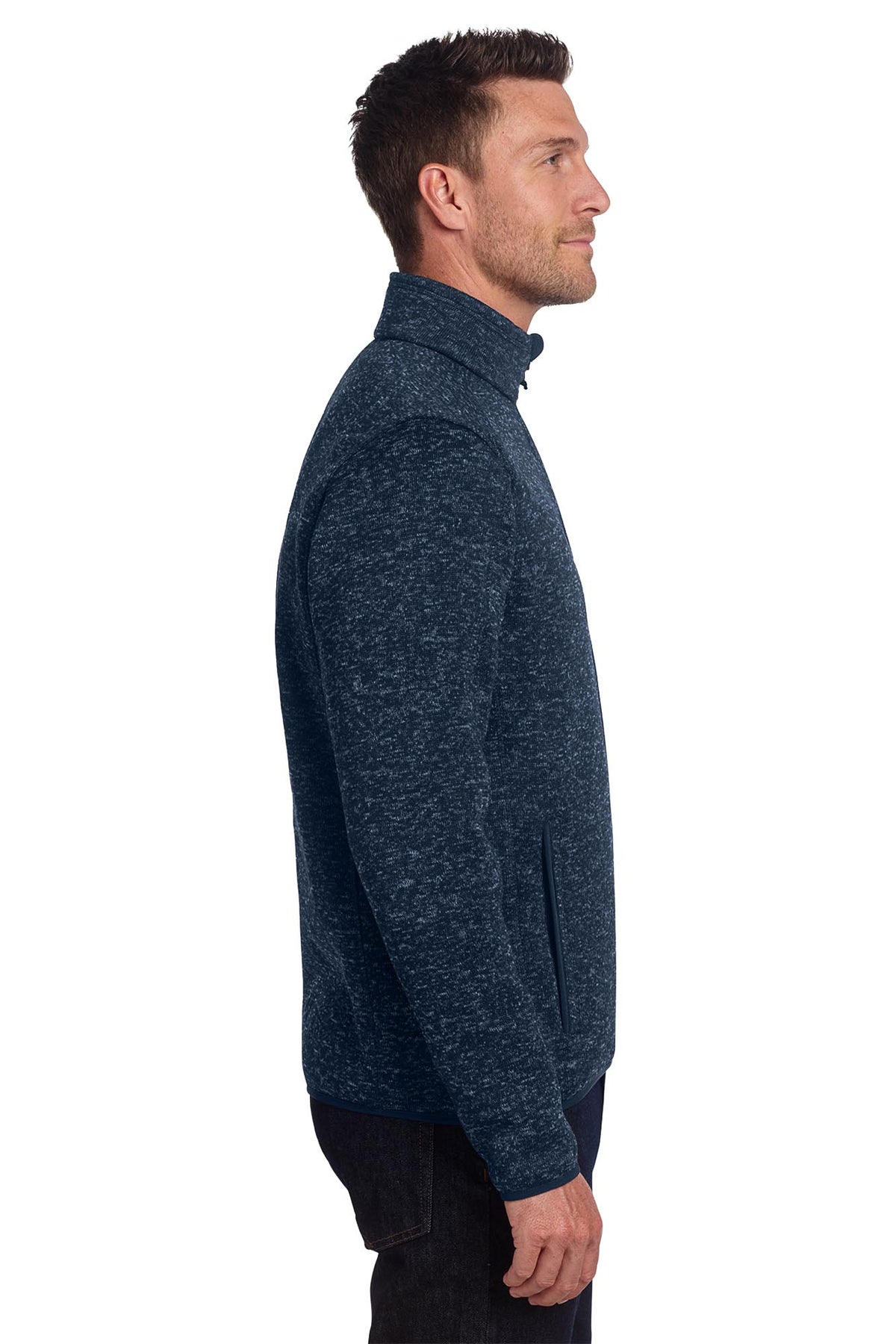 Port Authority® Sweater Fleece Jacket - River Blue Navy Heather