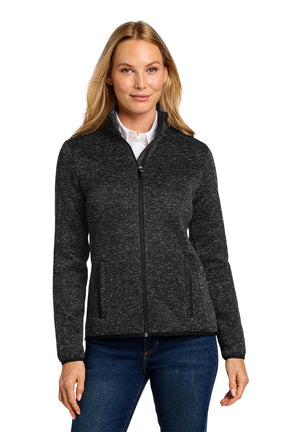 Port Authority® Women's Sweater Fleece Jacket - Black Heather