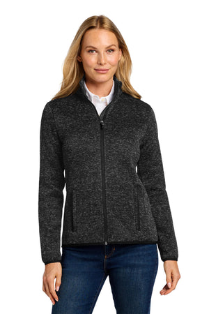Port Authority® Women's Sweater Fleece Jacket - Black Heather