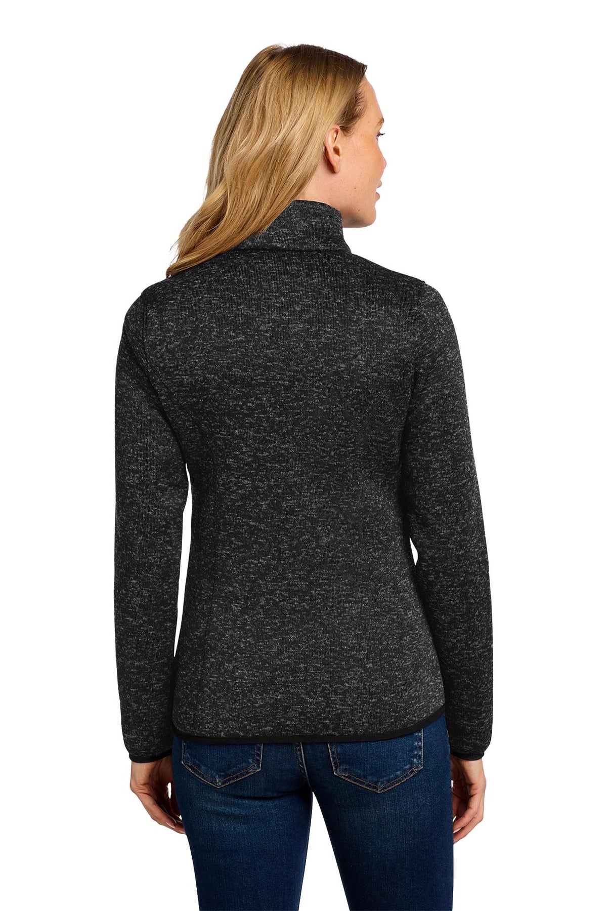 Port Authority® Women's Sweater Fleece Jacket - Black Heather