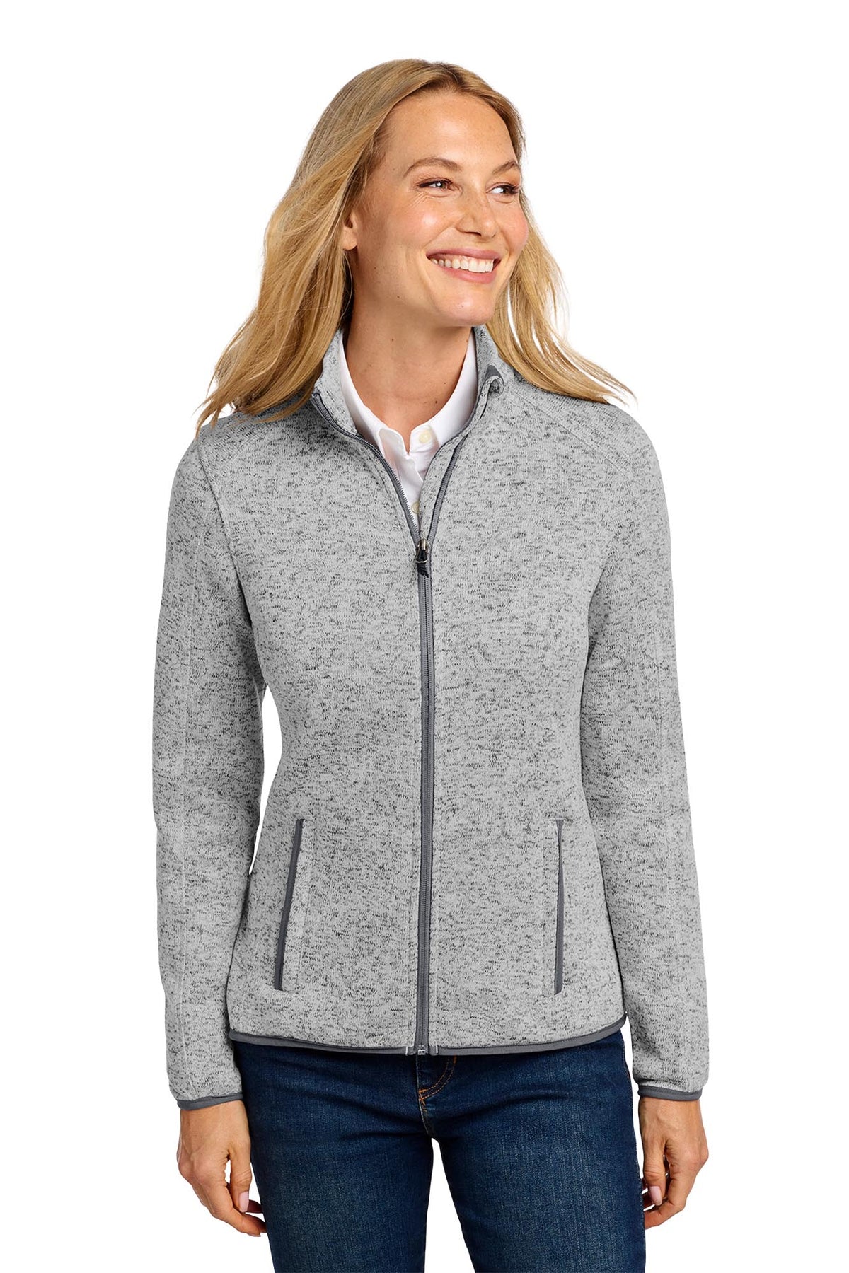 Port Authority® Women's Sweater Fleece Jacket - Grey Heather