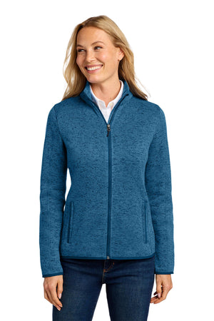 Port Authority® Women's Sweater Fleece Jacket - Medium Blue Heather