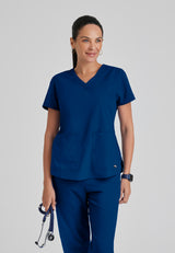 Grey's Anatomy™ Women's Aubrey 2-Pocket V-Neck Top